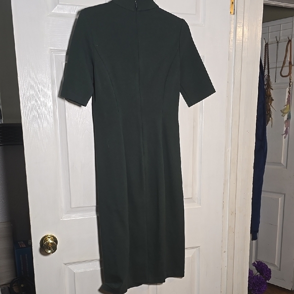 Chelsea28 Green Ribbed Sheath Dress Mock Neck 3/4 Sleeve - Picture 6 of 6